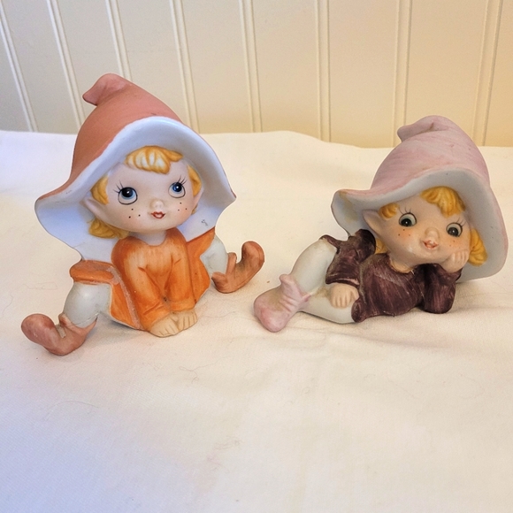 Vintage homco 2 elves or fairies